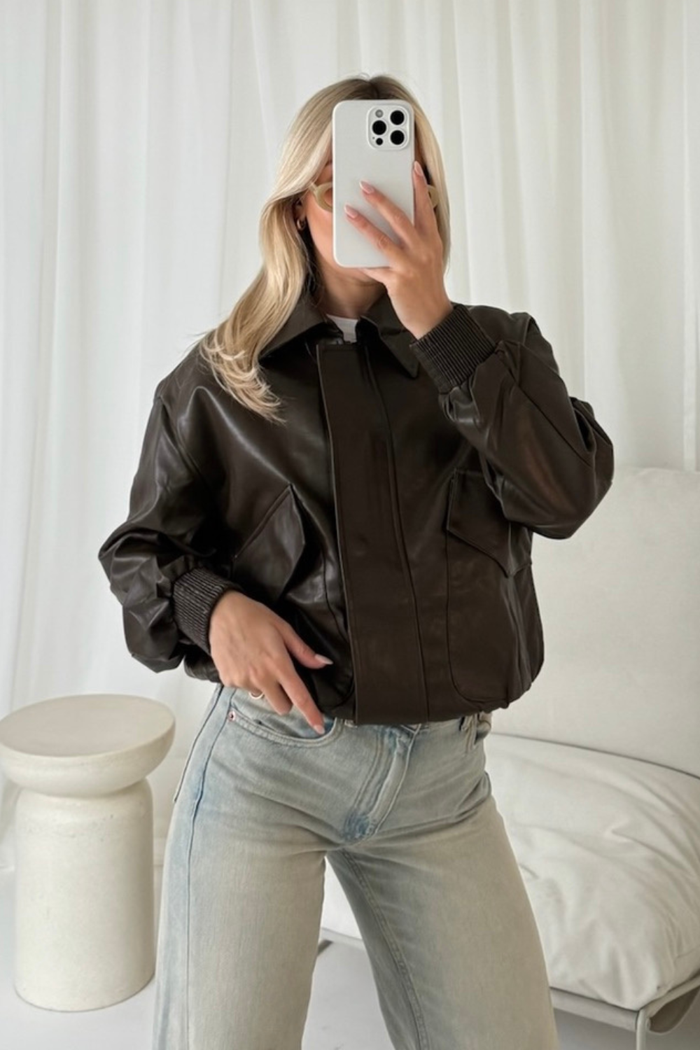 Caitlin brown faux leather jacket