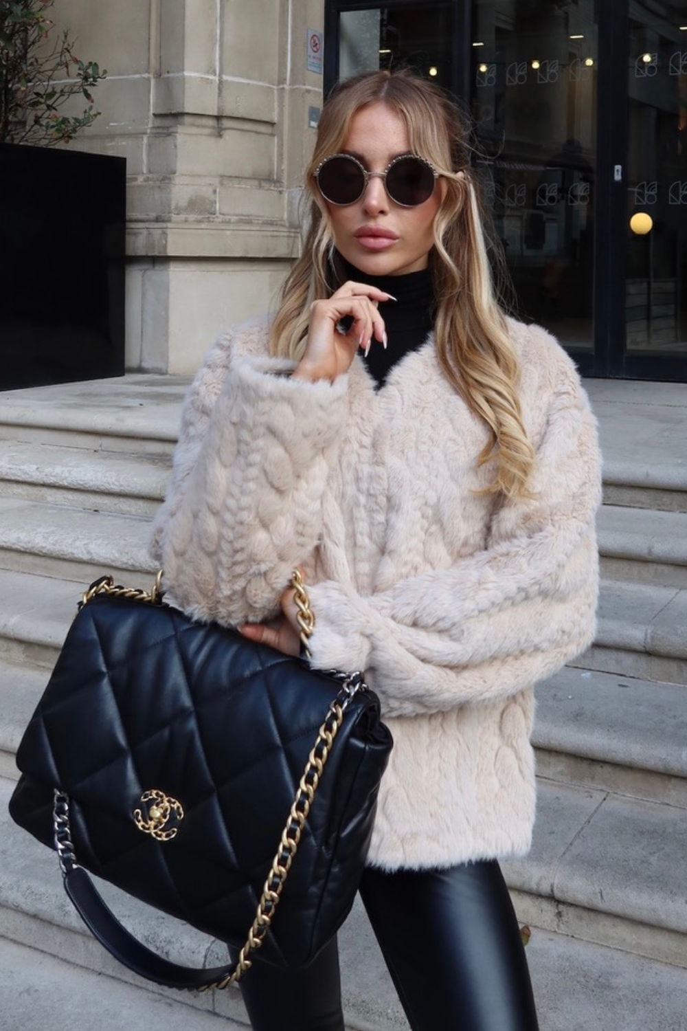 Stacy beige faux fur jacket