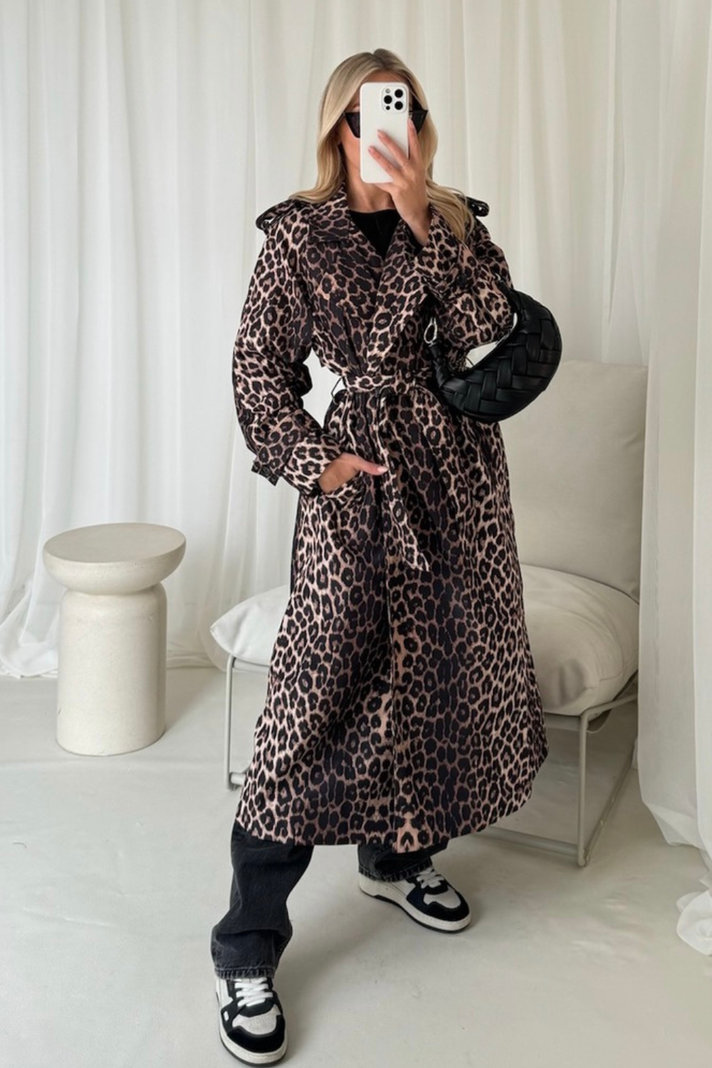 Cecilia leopard trench coat