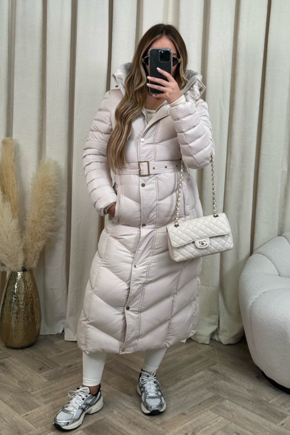 Poppy cream padded hooded coat