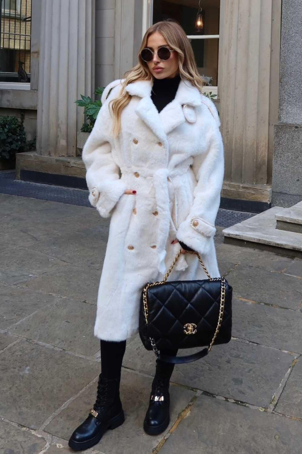 Dakota cream long faux fur coat