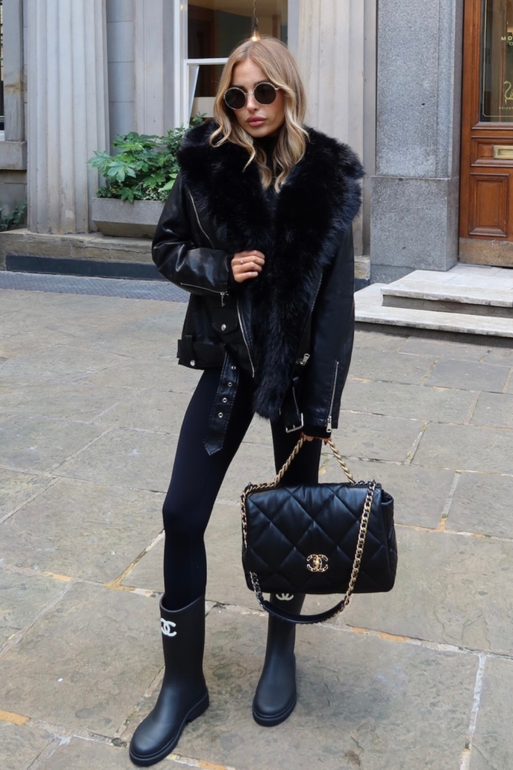 Alexis faux fur and PU leather jacket