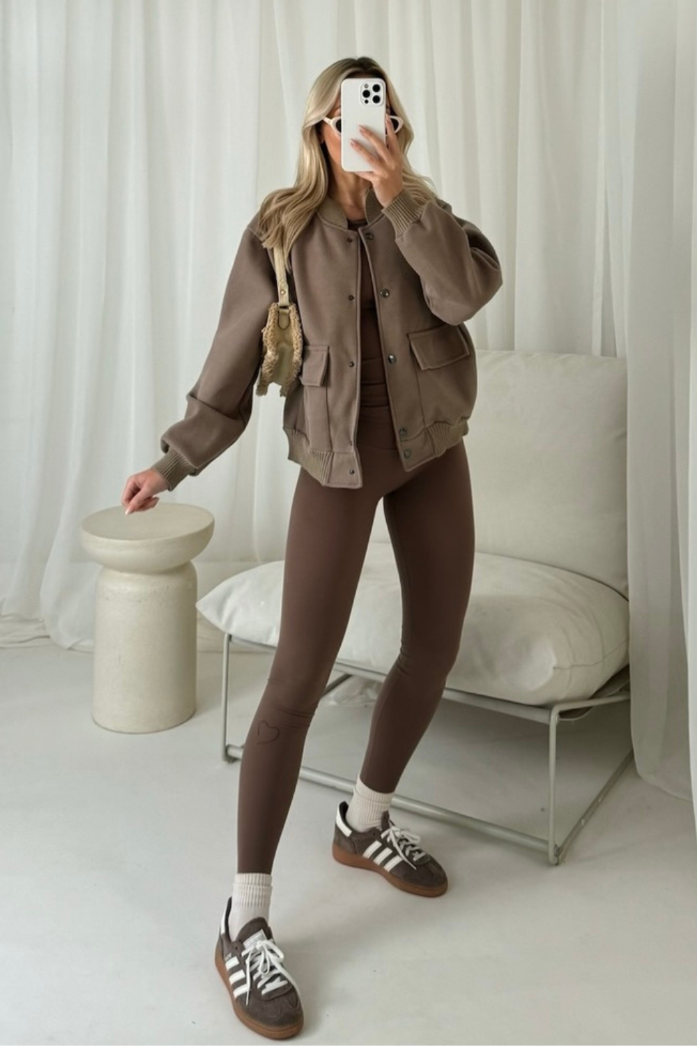 Mel beige cargo bomber jacket