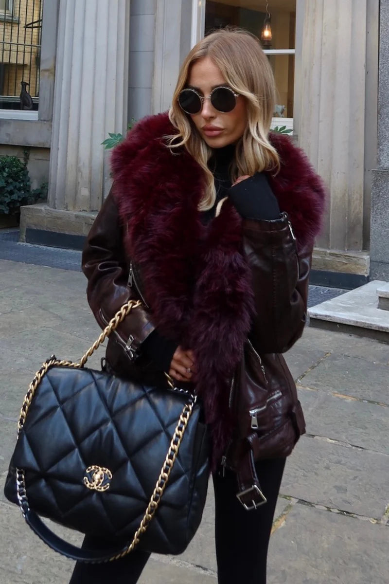 Alexis faux fur and PU leather jacket