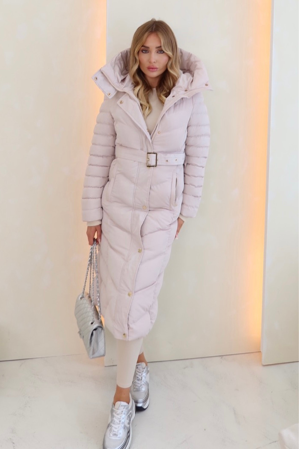 Poppy cream padded hooded coat