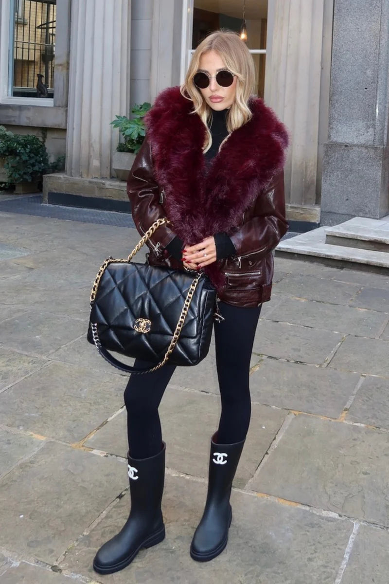 Alexis faux fur and PU leather jacket