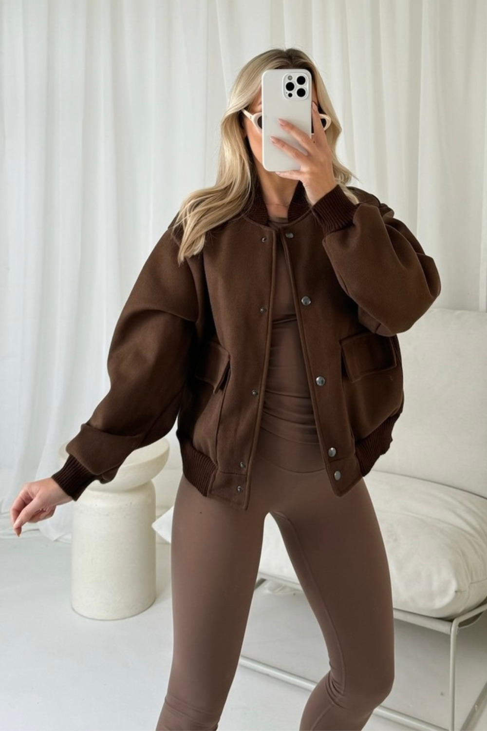 Mel chocolate cargo bomber jacket