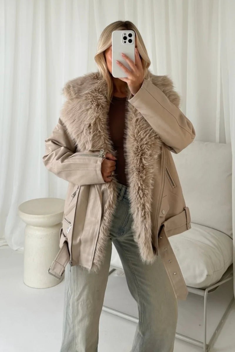 Alexis faux fur and PU leather jacket