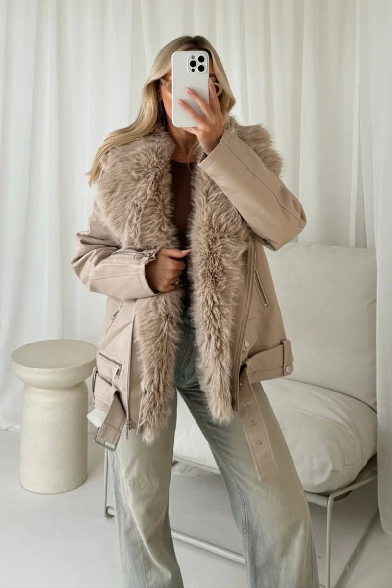 Alexis faux fur and PU leather jacket