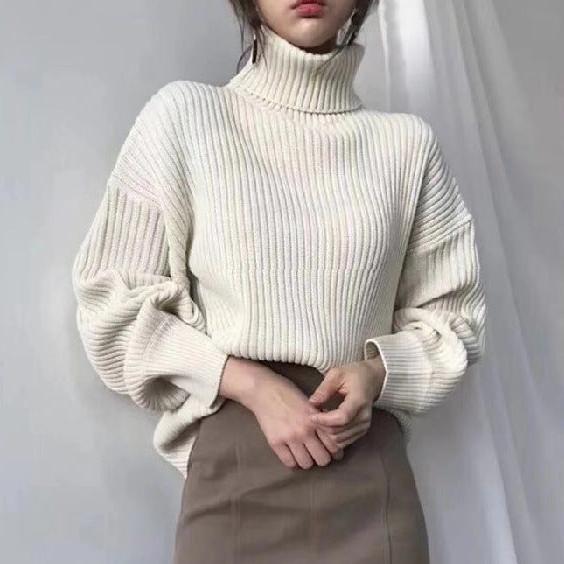 Zery™ | Luxe Turtleneck Balloon Sleeve Sweater