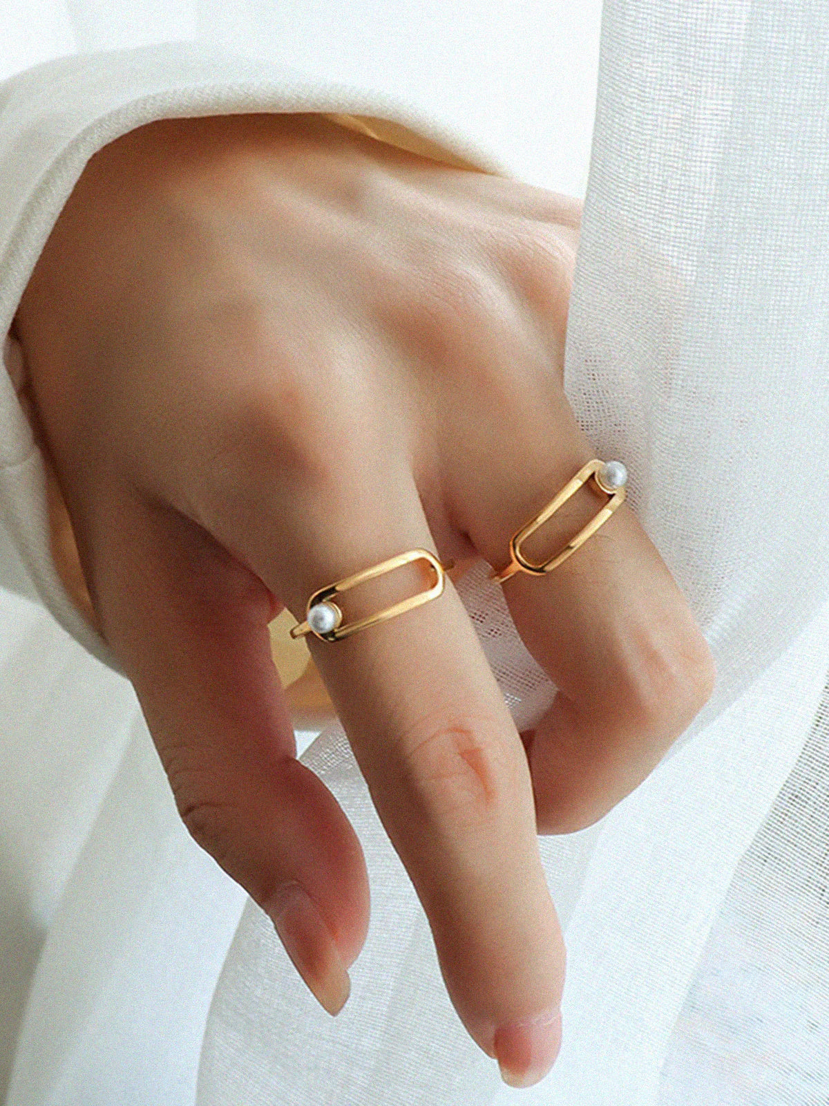 Amelia Golden Imitation Pearl Ring