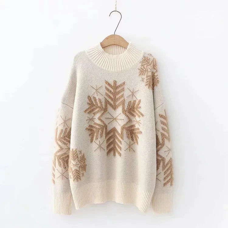 Zery ™ ISnowflake Pattern Long Sleeve Sweater