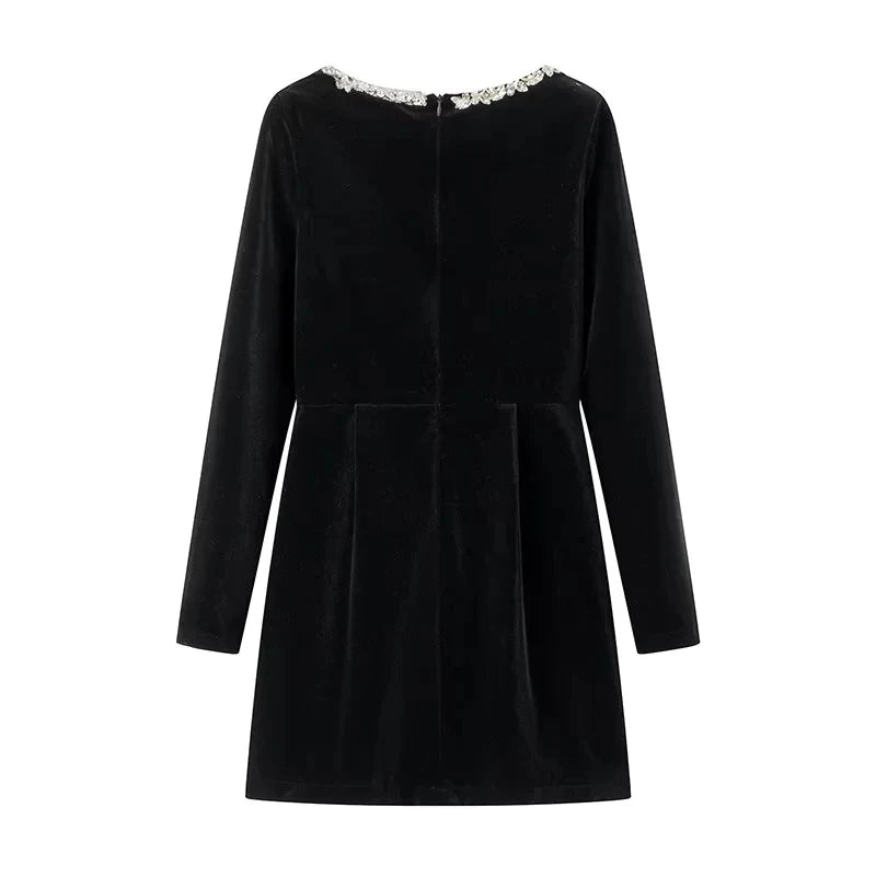 Zery ™ IElegant Velvet Mini Dress With Long Sleeves